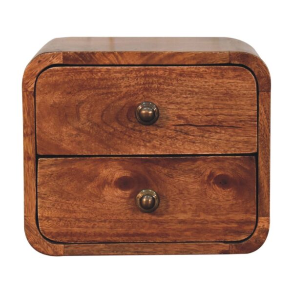Mini Curved Wall Mounted Bedside Table - Brown