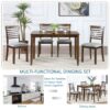 5 Pieces Modern Dining Set, Rectangular Wooden Dining Table With 4 Upholstered Chairs For Kitchen, Dining Room - Walnut - Image 5
