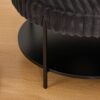 Upholstered Round Ottoman Coffee Table Foot Rest With Metal Legs And Wooden Open Storage Shelf - Charcoal - Image 10