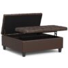 Harrison - Large Square Coffee Table Storage Ottoman - Brown - Image 2