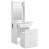 Small Vanity Desk With Mirror And Light, Dressing Table With Charging Station & Fold Up Panel For Small Space, Compact Makeup Vanity Set With Hidden Stool For Bedroom - White - Image 16