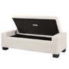 Textured Boucle Ottoman Bench With Hinged Lid For Seating And Storage - Beige - Image 4
