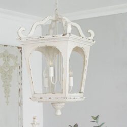 4 Light Wood Chandelier, Hanging Light Fixture With Adjustable Chain For Kitchen, Bulb Not Included - Cream White