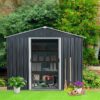 Outdoor Metal Storage Shed & Floor Base - Black - Image 6