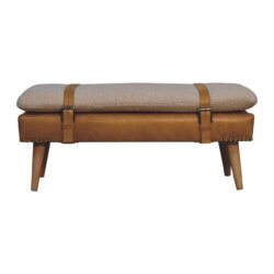 Bouclé Buffalo - Hide Leather Bench - Brown