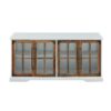 Modern Farmhouse Two Tone Windowpane Glass Door TV Stand For TVs Up To 65" - Brushed White / Rustic Oak - Image 2