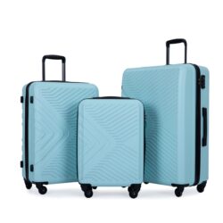 Lightweight 3 Piece Luggage Sets With 2 Hooks, Spinner Wheels, Tsa Lock (20 / 24 / 28") - Green