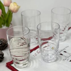 Leading Ware Swirl Acrylic Glasses Drinking (Set of 4), Bpa Free Hi Ball Water Tumblers, 20Oz Plastic - Clear