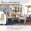 5 Piece Farmhouse Dining Table Set Wood Round Extendable Dining Table And 4 Upholstered Dining Chairs - Natural Wash - Image 6