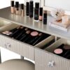 Mirrored Vanity With LED Light,Makeup Vanity Table Set - Champagne - Image 8