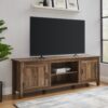 Modern Farmhouse 2 Door Grooved 70" TV Stand For 85" TVs - Rustic Oak - Image 4