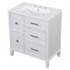 Bathroom Vanity With Ceramic Sink, Flip Out Drawer Design For Plumbing, Soft Close Drawers - White - Image 20