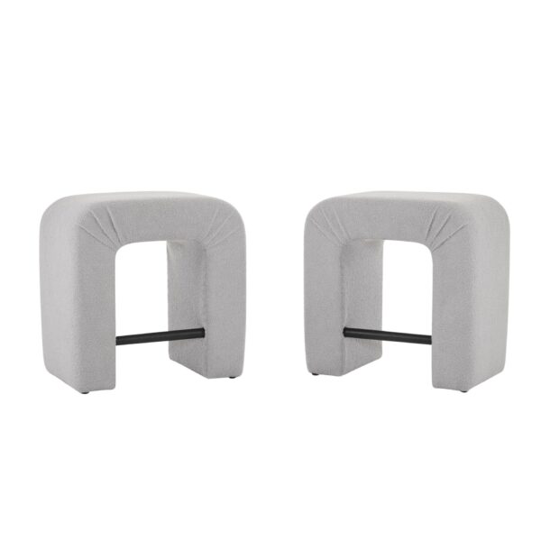 Boucle Stool (Set of 2), Dining Chairs For Home Kitchen Island - Gray