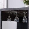 Home Bar Table With Wine Glass Compartment And Three Shelves - Distressed Gray / Black - Image 2