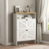 4 Layer Folding Shoe Cabinet With Metal Rounded Corners Convenient Shoe Storage - White - Image 2