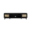 Modern Rattan Door Low TV Stand For TVs Up To 80" - Black - Image 2