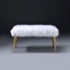 Bagley II - Faux Fur Bench - White / Gold - Image 9