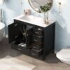 Bathroom Vanity With Ceramic Sink Combo, Abundant Storage Cabinet 2 Soft Close Doors And 5 Drawers - Black - Image 21