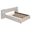 Queen Size Upholstered Platform Bed With Reading Lights, Drawers, Trundle And Shelves - Beige - Image 11