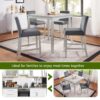 5 Pieces Counter Height Table Set, Wooden Kitchen Table Set With Square Table And 4 Upholstered Chairs - Silver Gray - Image 3