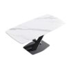 70.87" Modern Artificial Stone White Curved Black Metal Leg Dining Table, Can Accommodate 6-8 People - White / Black - Image 7
