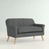 Classic Loveseat With Rolled Armrests And Button Tufting - Gray - Image 5