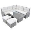 Outdoor Furniture Set Patio Rattan Furniture Set With An Adjustable Table, Recliners With Extendable Side Tables, And 2 Ottomans For Patio, Lawn, Backyard, Pool - Beige - Image 20