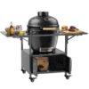 Outdoor Grill Table For Big Egg Style Bbq Metal Grill Cart With 2 Folding Panels Metal - Black - Image 7