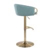 Claire - Contemporary / Glam Adjustable Bar Stool (Set of 2) - Gold / Light Blue - Image 4