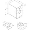 File Cabinet, Rolling Mobile, Storage Drawers, Printer Stand, Office, Work, Contemporary, Modern - Brown - Image 3