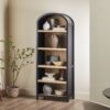 Modern 5 Shelf Open Arched Bookshelf - Black - Image 7