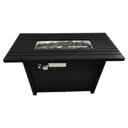 Propane Outdoor Fire Pit Table With Lid - Black