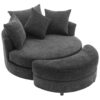 360° Swivel Accent Barrel Chair With Storage Ottoman & 4 Pillows, Modern Chenille Leisure Chair Round Accent For Living Room - Gray - Image 21