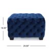 Modern Glam Ottoman With Velvet Upholstery And Button Tufted Design - Navy Blue - Image 4