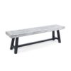Tranquilizer - Outdoor Acacia Wood Bench With Slat Panel Design (Set of 2) - Sandblasted Light Gray / Black - Image 5