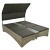 Patio Daybed Outdoor Daybed Sun Lounger With Shelter Roof With Adjustable Backrest, Storage Box And 2 Cup Holders For Patio, Balcony, Poolside - Gray - Image 21