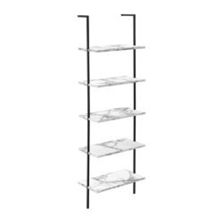 Bookshelf, Bookcase, Etagere, Ladder, 5 Tier, For Office, Contemporary & Modern - White