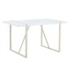 Industrial Rectangular Style Dining Table For 4 - 6 People With Thick Top And Metal Legs Frame - White - Image 2