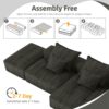 Modern Oversized Modular Sectional Sofa With Ottoman, Seat, Chaise Lounge And Armrest, Sparkling Chenille Fabric Soft Cushion Sofa With 4 Pillows, 4 Pieces Diy Combination Tufted Sofa, No Assembly Required - Black - Image 19