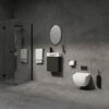 Modern 16" Bathroom Vanity Sink Combo With Ceramic Sink And Cabinet For Small Spaces - Black - Image 2