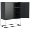 Heavy Duty Metal Buffet Sideboard Modern Steel Storage Cabinet With 2 Shelves, Free Standing Accent Cabinet With Magnetic Doors For Bedroom, Kitchen, And Home Office, Anti-Tip Design - Black - Image 16