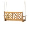 Alejandro - Exotic Acacia Wood Porch Swing With Slat Panel Seating - Teak - Image 8