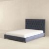 Donald - Mid-Century Modern Velvet Platform Bed King - Gray - Image 5