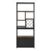 Industrial Tall Black Bar Wine Rack Cabinet With Glass Holder Wood Home Bar Cabinet - Walnut / Black - Image 12