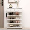 Storage Rack Storage Organiser In The Entryway Economical Home Shoe Rack Multi-Layer Shoe Cabinet, Bring 2 Drawers, Very Suitable For Entrance Hallway - White - Image 2