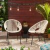 Nusa - Modern Outdoor Chair Set With Polyethylene Rattan And Iron Frame - White - Image 5