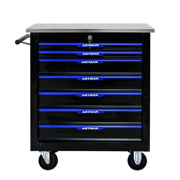 7 Drawer Multifunctional Tool Cart With Wheels - Black / Blue