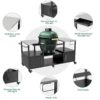 Outdoor Grill Table For Big Egg Style Bbq With Metal Grill Cart And Storage Box And Metal And Stainless Steel - Black / Silver - Image 5