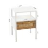 Rattan End Table With Drawer, Modern Nightstand, Metal Legs, Side Table For Living Room, Bedroom - White - Image 3