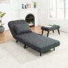3 In 1 Foldable Linen Chaise Lounge With Adjustable Backrest Footrest & Detachable Pillow Convertible Chair Bed Accent Chair Small Space Sofa Bed For Living Room Bedroom And Office - Gray - Image 4